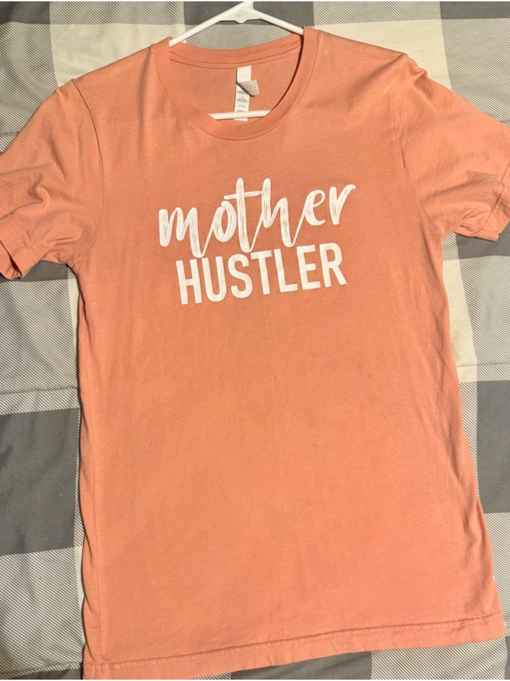 Bella Canvas Peach Short Sleeve Tee with White "Mother Hustler" Print